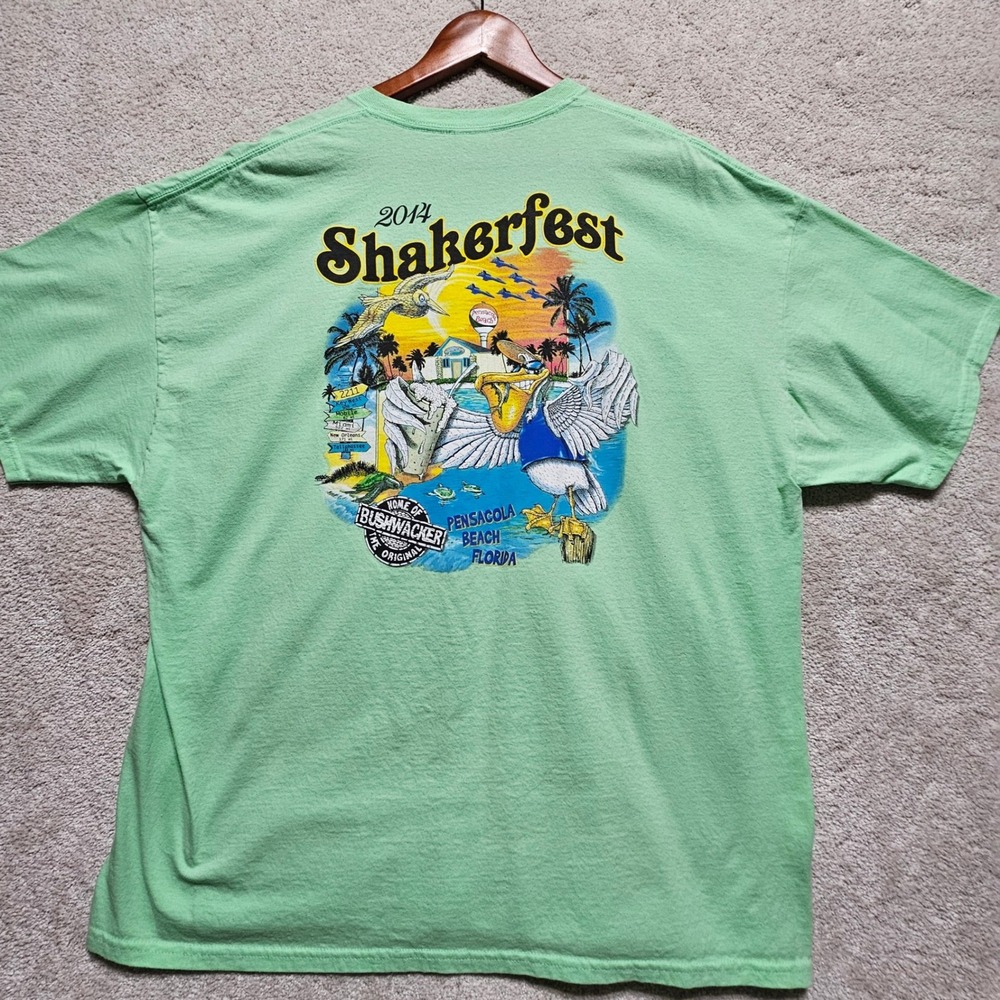 2014 Shakerfest Pensacola Beach Florida T Shirt Men's 2XL Green Gildan Cotton - Picture 5 of 8